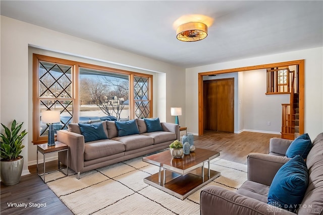 living room featuring light wood-type flooring