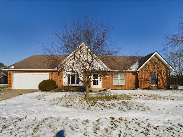 single story home with a garage