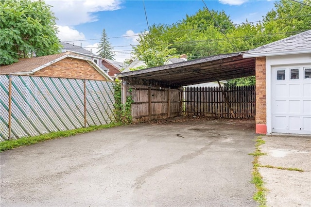 exterior space featuring a carport