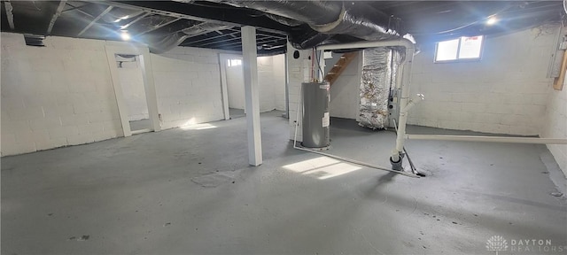 basement with electric water heater