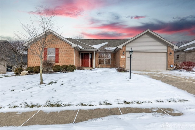 single story home with a garage