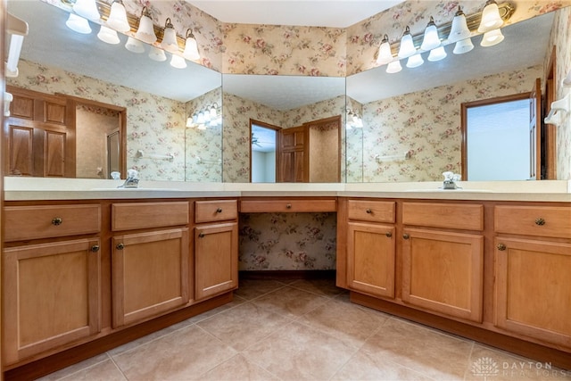 bathroom featuring vanity and tile patterned flooring