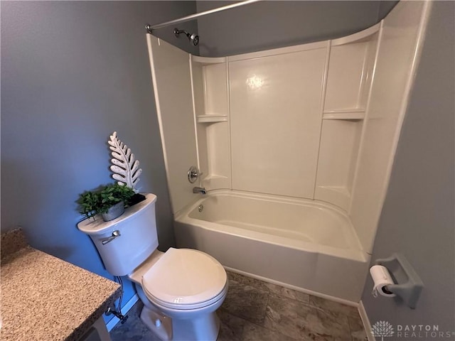 bathroom featuring toilet and shower / bathtub combination