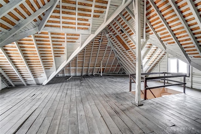 view of unfinished attic