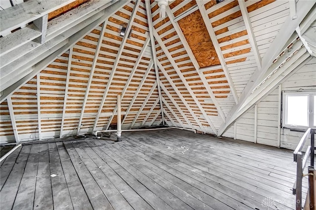 view of unfinished attic