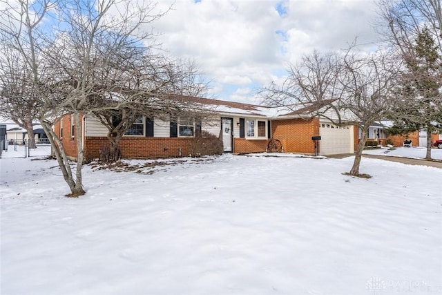 single story home with a garage