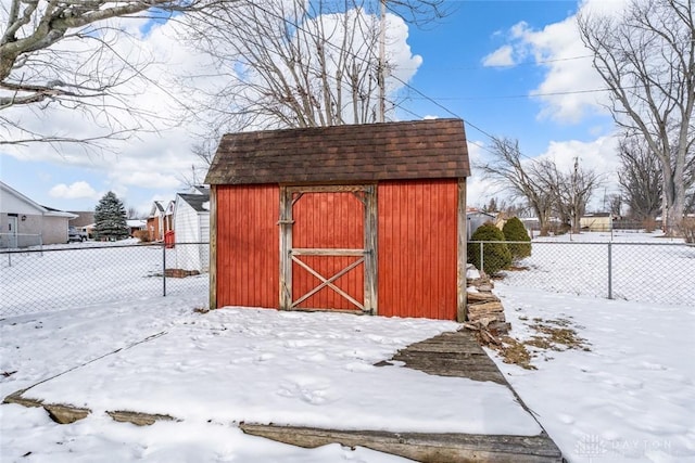 view of snow covered structure