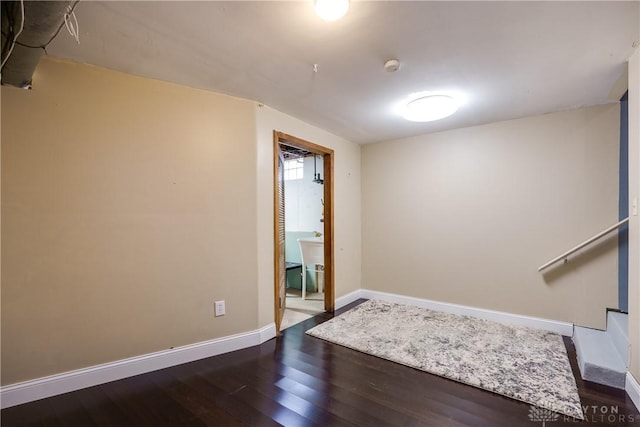 spare room featuring dark hardwood / wood-style flooring