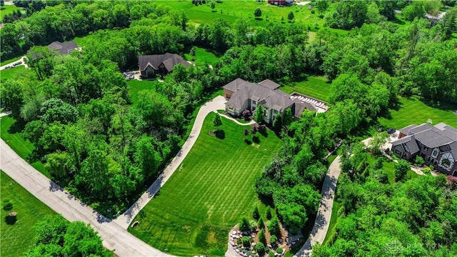 birds eye view of property featuring a rural view