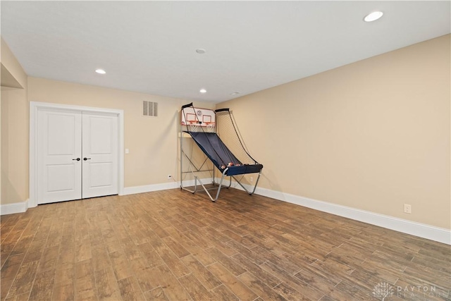 rec room featuring hardwood / wood-style flooring