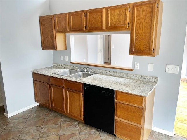 kitchen with sink and black dishwasher