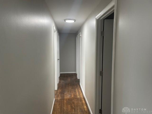 hall with dark hardwood / wood-style floors