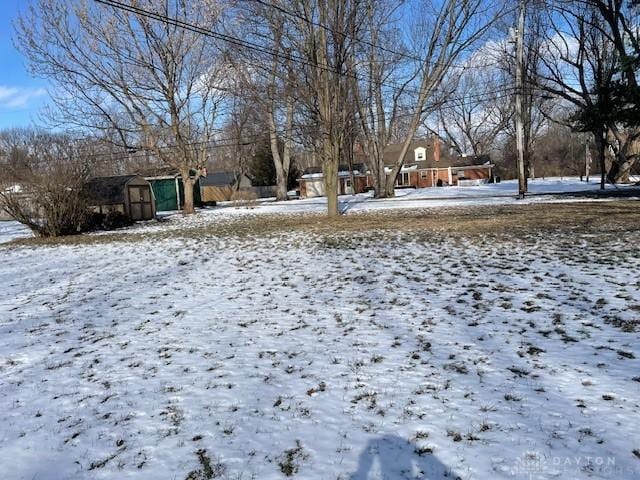 view of yard covered in snow