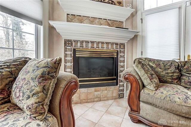 view of tiled living room