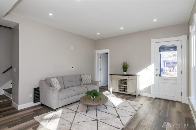 living room with hardwood / wood-style flooring