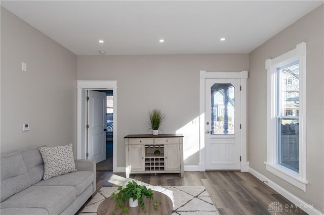 interior space with light hardwood / wood-style floors