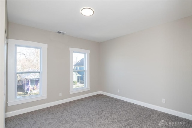 spare room with a healthy amount of sunlight and carpet floors