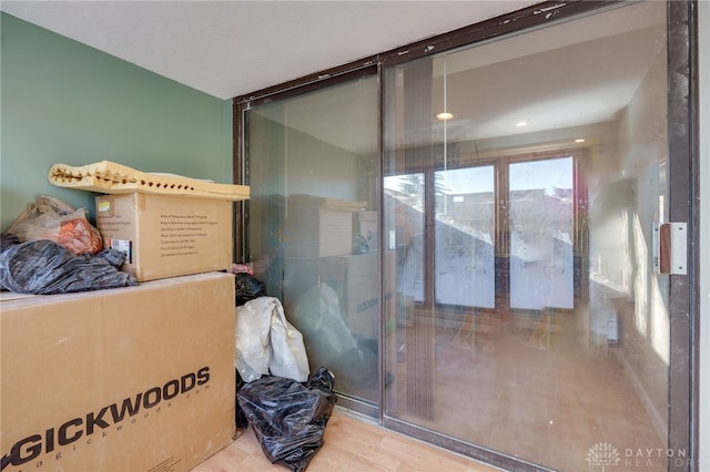 bathroom with wood-type flooring