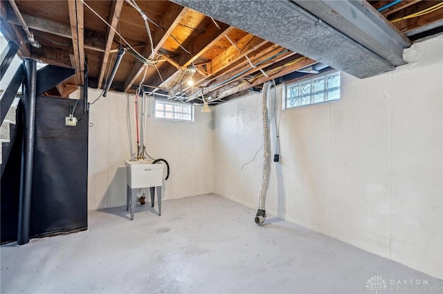 basement with sink