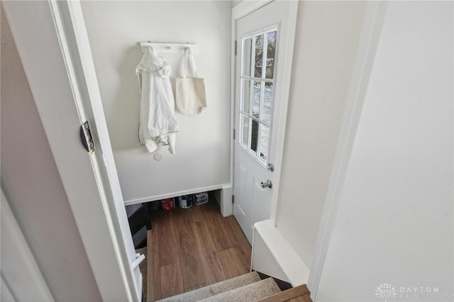 mudroom featuring hardwood / wood-style floors