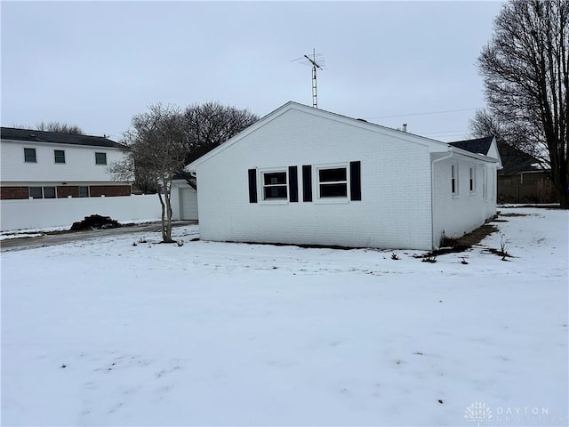 view of snow covered exterior