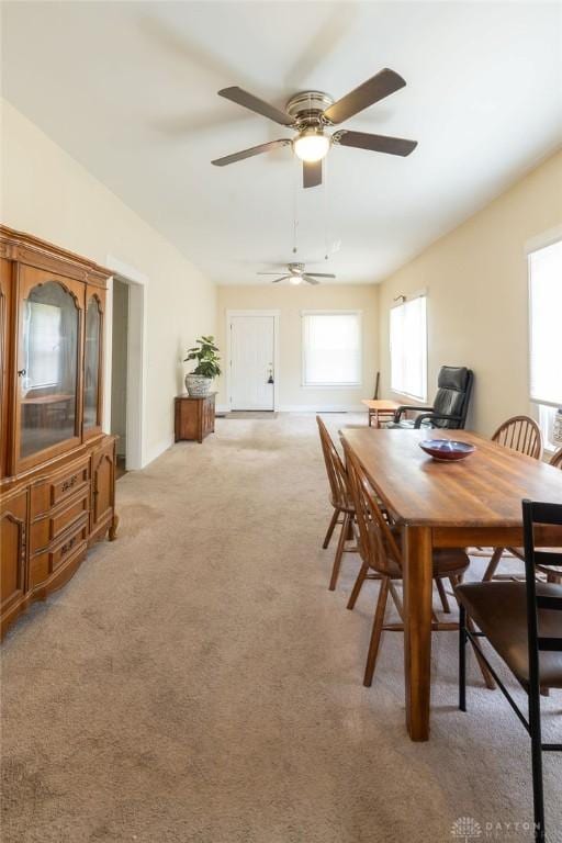 view of carpeted dining room