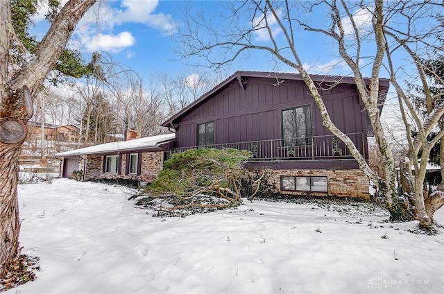 view of snow covered exterior