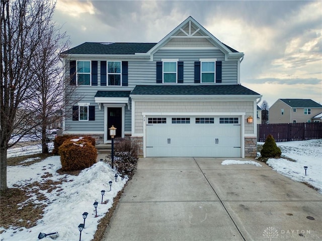 view of front of home with a garage