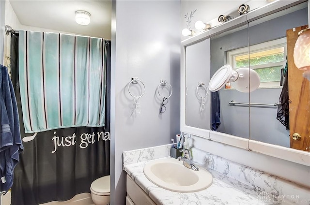 full bathroom with toilet and vanity