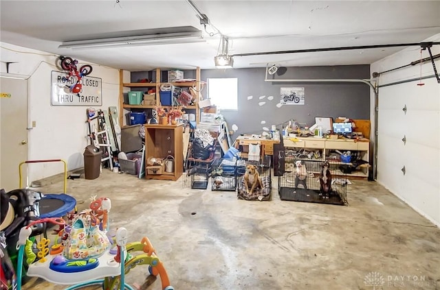 garage with a garage door opener