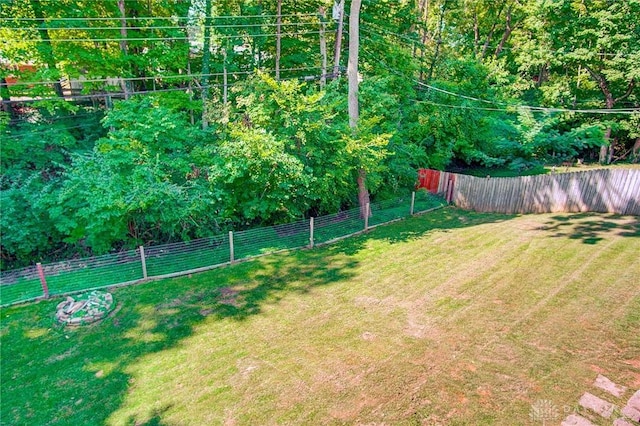 view of yard featuring a fenced backyard