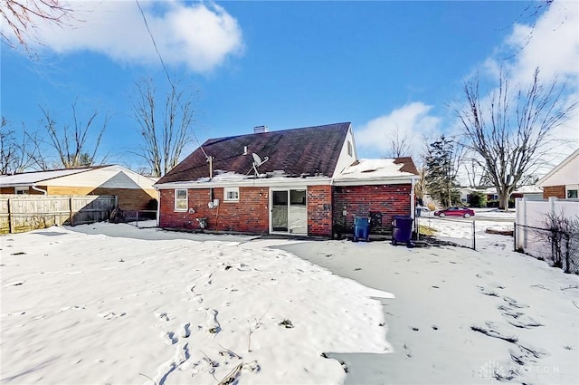 view of snow covered property