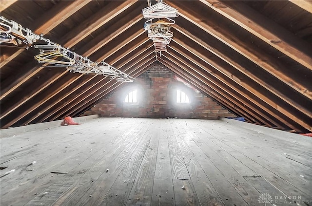 view of unfinished attic