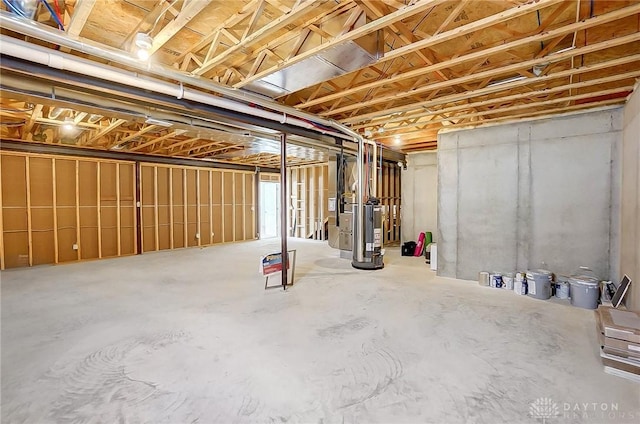 basement featuring water heater