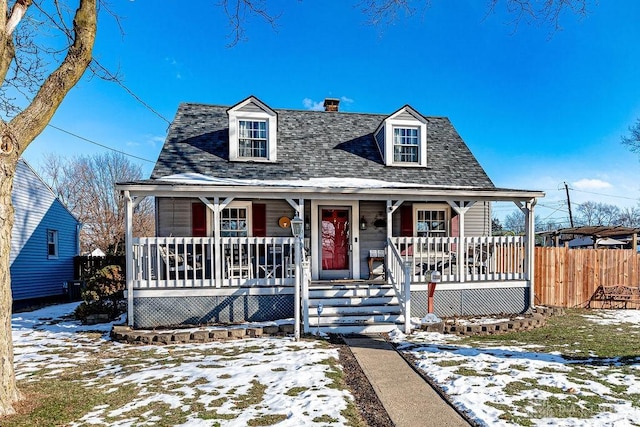 view of front facade featuring covered porch