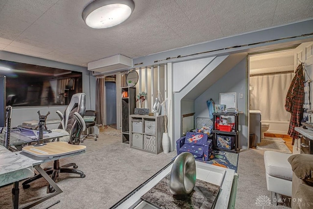 basement featuring carpet floors