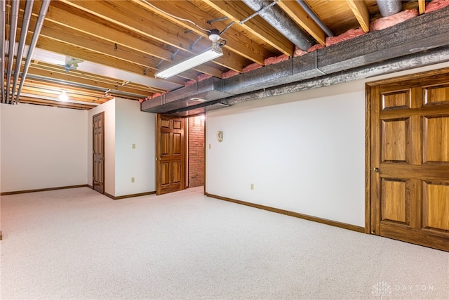 basement with carpet floors