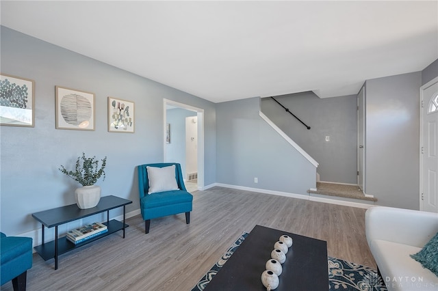 living area featuring light hardwood / wood-style floors