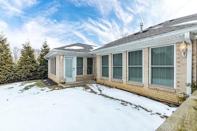 view of snow covered exterior