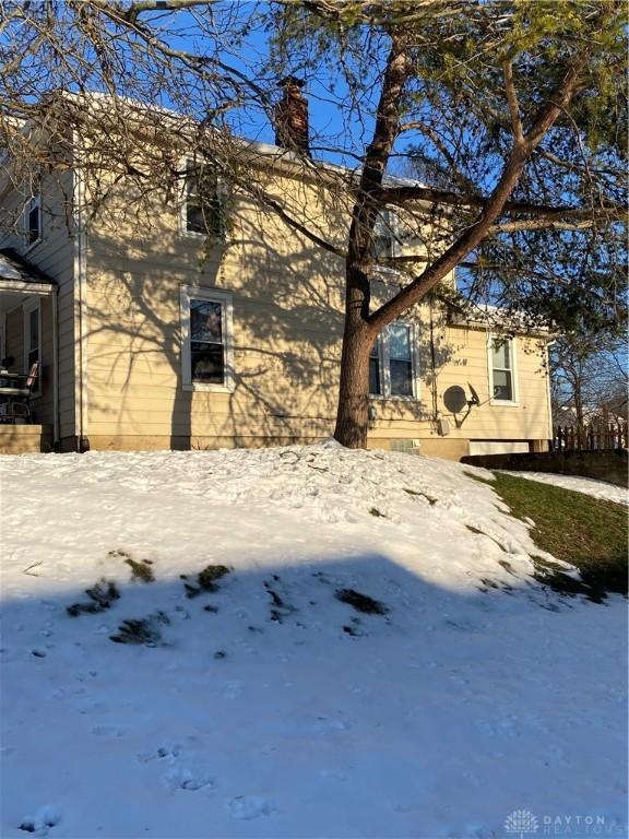 view of snow covered exterior