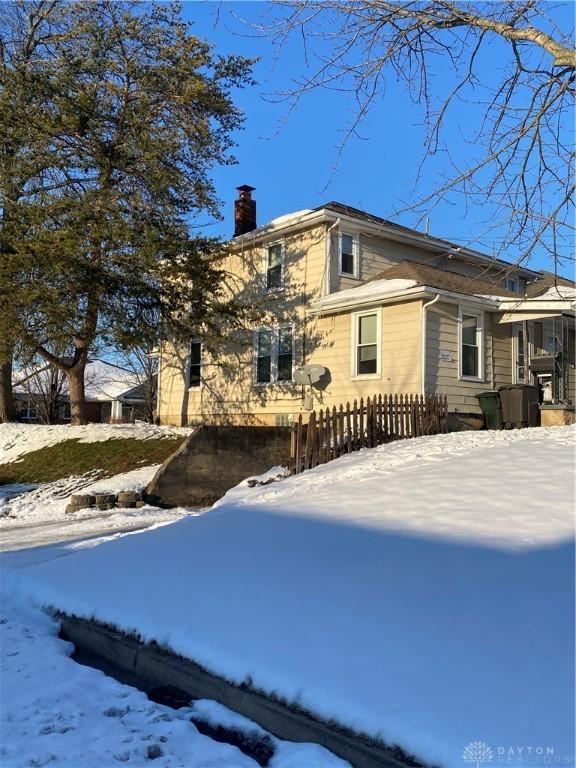 view of snow covered exterior