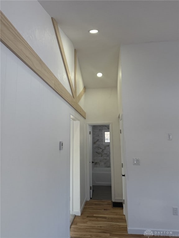 hall featuring wood-type flooring