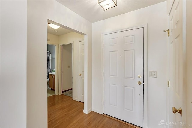 foyer featuring wood-type flooring