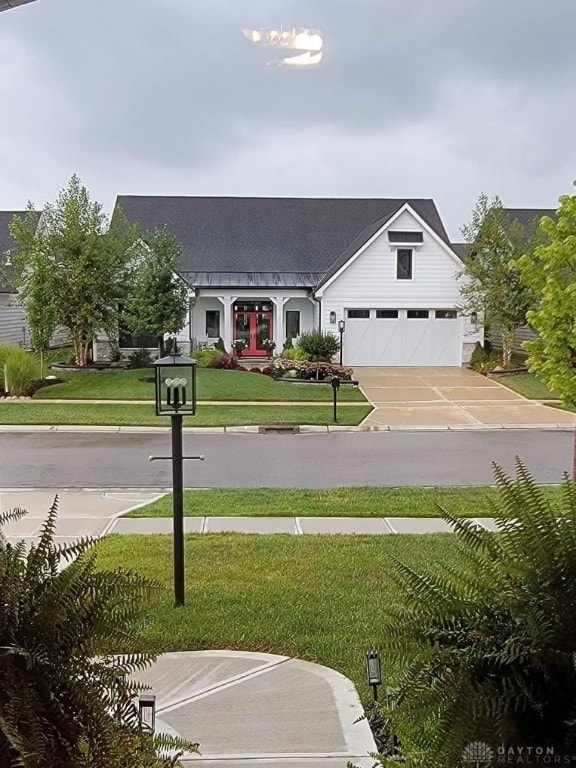 exterior space with a garage