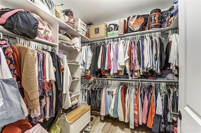 spacious closet featuring hardwood / wood-style floors