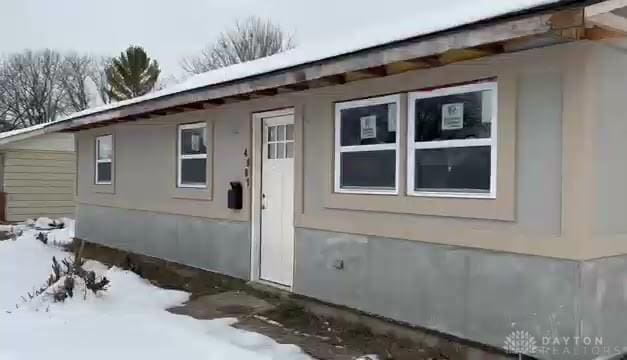 view of snowy exterior