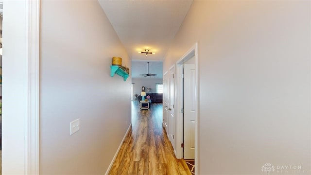 hallway featuring light wood-type flooring