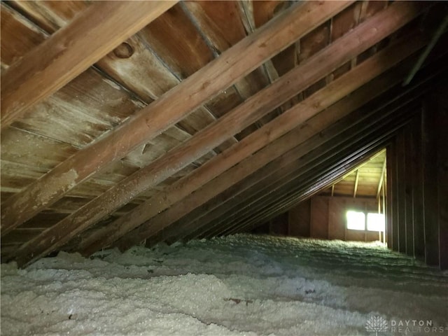 view of unfinished attic