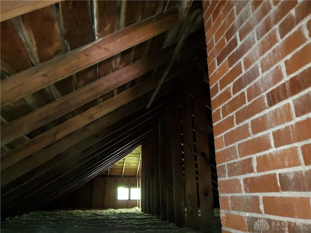 view of unfinished attic