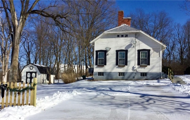 view of snow covered exterior